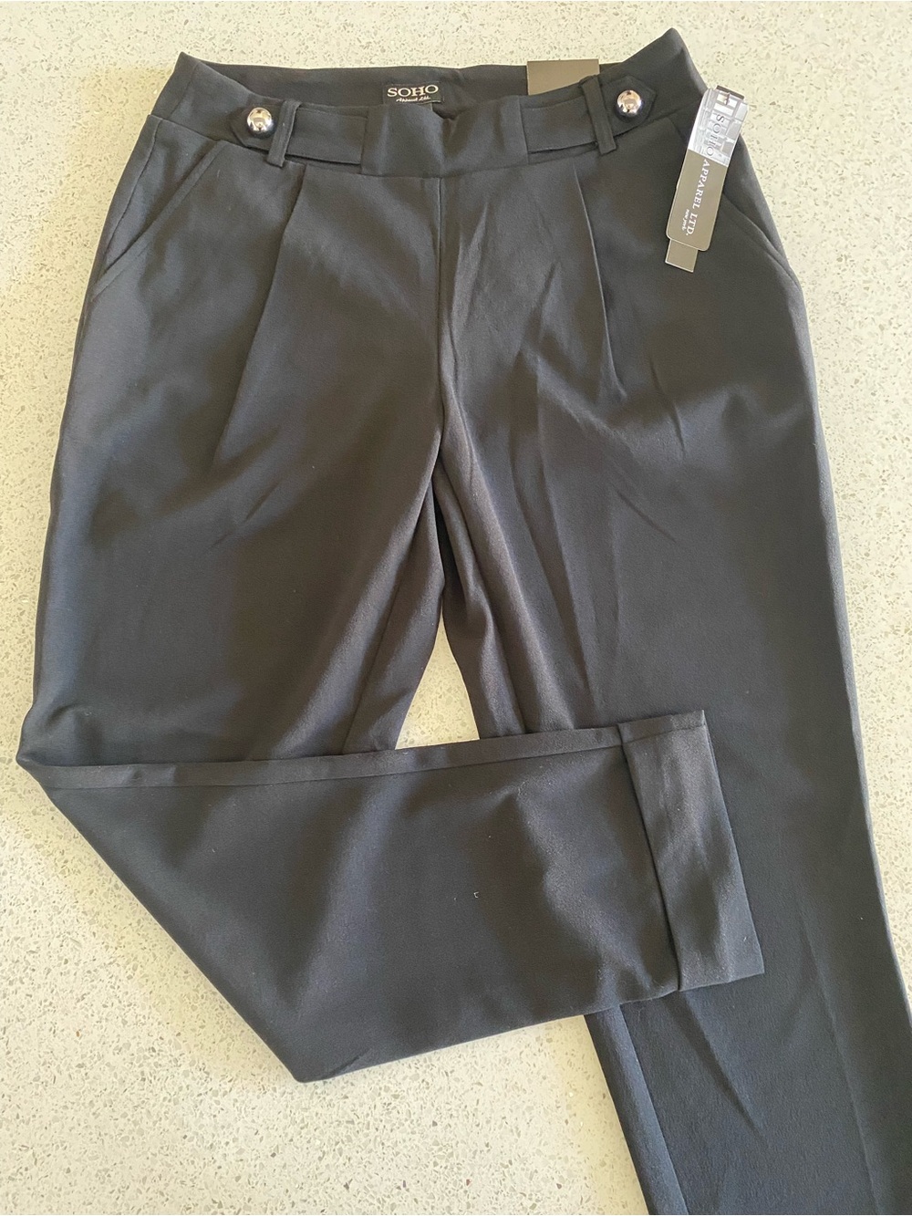 Soho Women’s Black Tailored Pleat Front Dress Pants